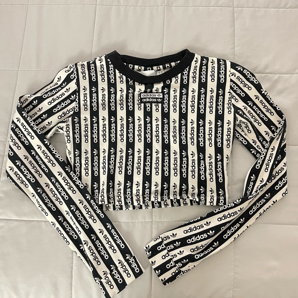 OPEN TO ALL OFFERS Adidas Print Black and White Crop Top